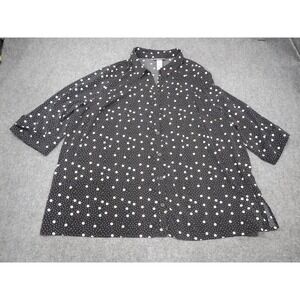 CATHERINES Cardigan Black‎ White Women's Size 32 Collared Button-Up 3/4 Sleeve
